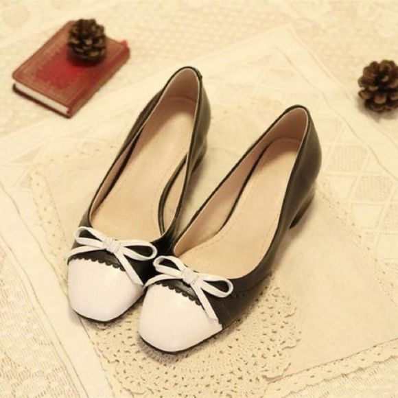 Ecosusi Shoes - Ecosusi • Square Toe Vintage Pumps with‎ Bow